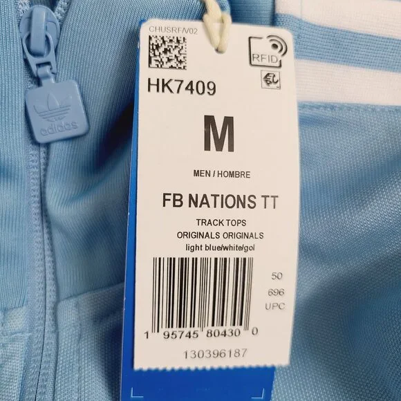 Adidas Beckenbauer FB Nations Track Jacket HK7409 Size M Blue